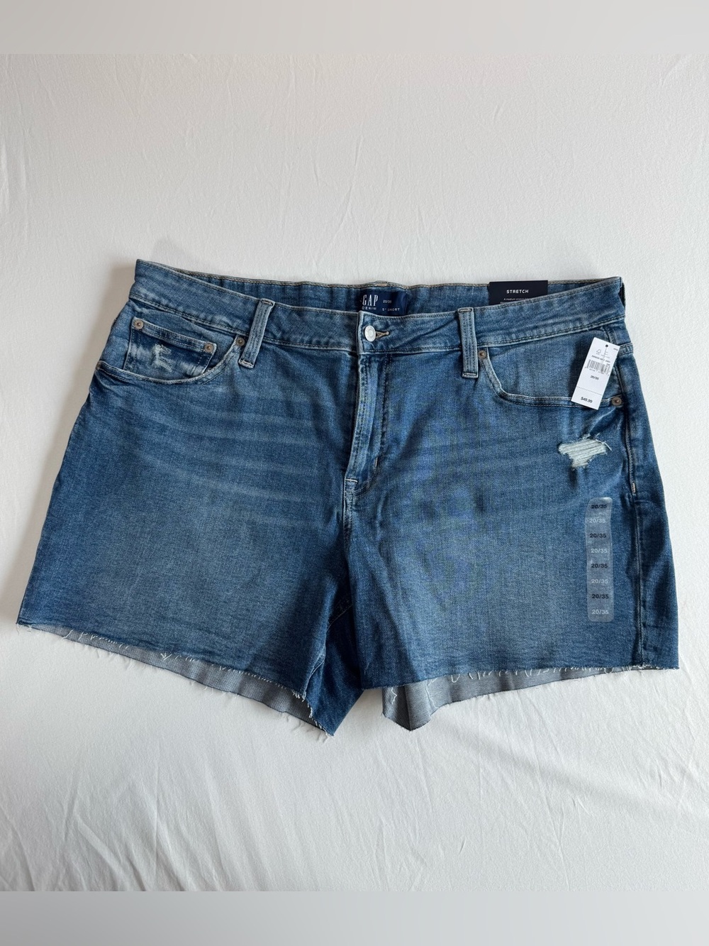 NWT Gap Women's Blue Stretch Denim Shorts 5-Pocket Zip Plus Size 20 Waist 35